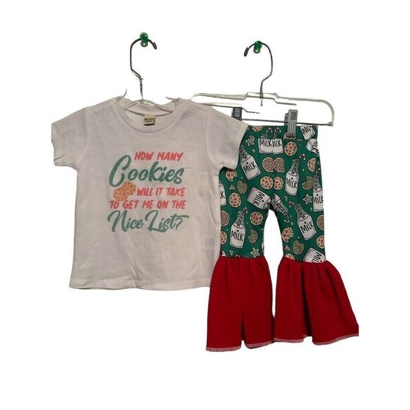 NWT Boutique “show many Cookies Will It Take To Get On The Nice List” Outfit 12m - Picture 1 of 2